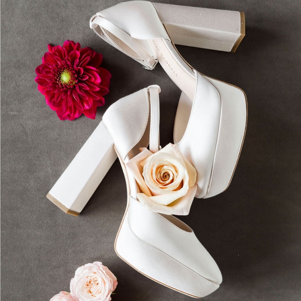Loeffler Randall Cream Platform Block Heel Pumps